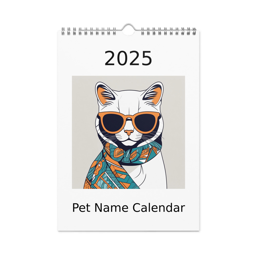 PugMug Custom White Exotic Cat Wall Calendar (2026)