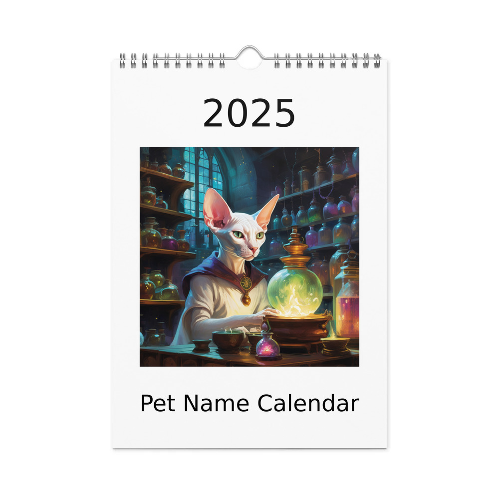 PugMug Custom White Sphynx Cat Wall Calendar (2026)
