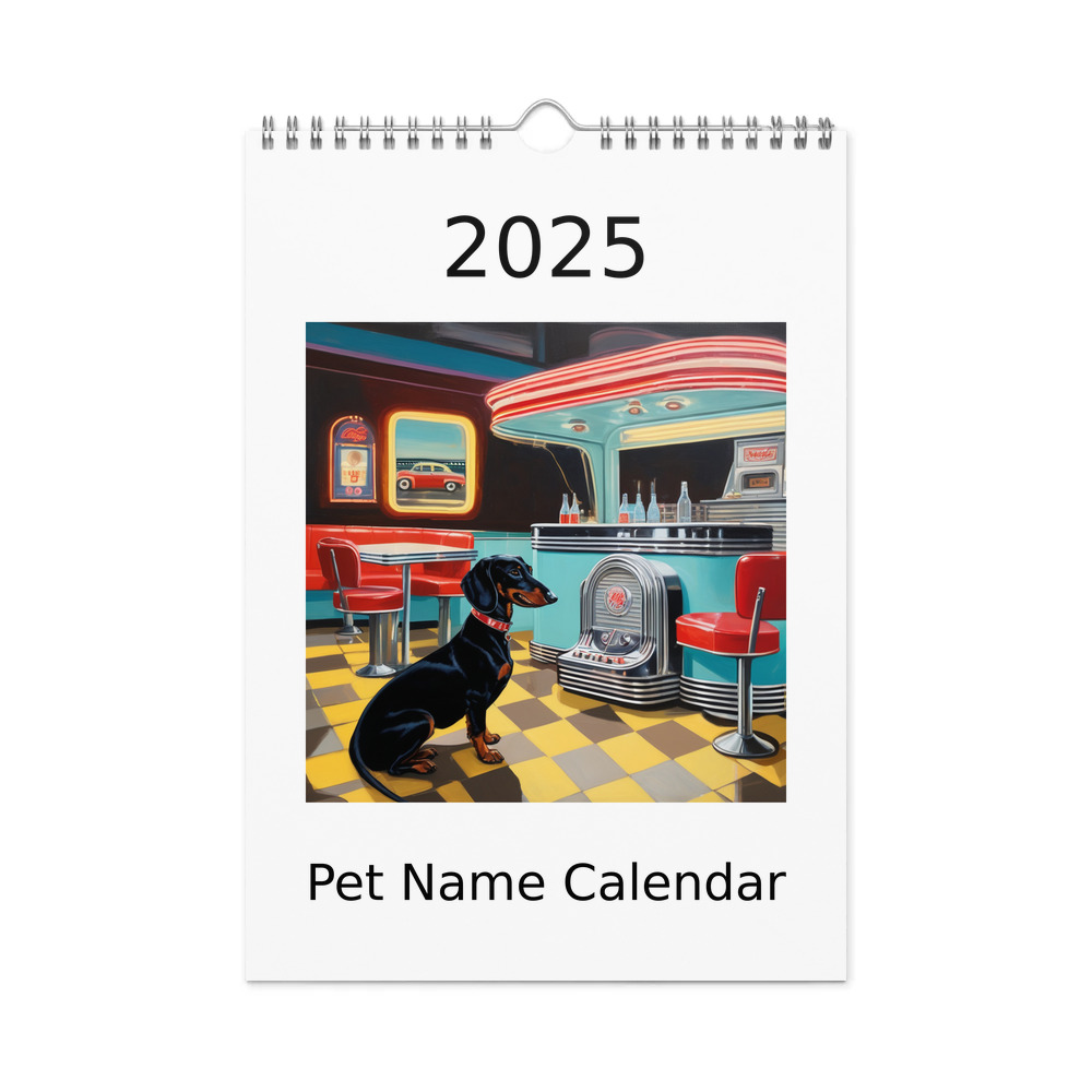 PugMug Custom Black Dachshund Wall Calendar (2026)