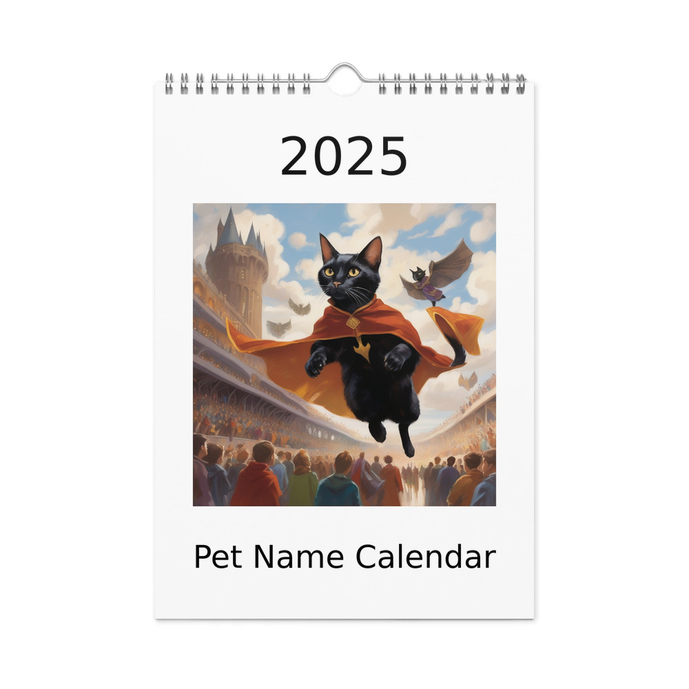 PugMug Custom Black Abyssinian Cat Wall Calendar (2025)