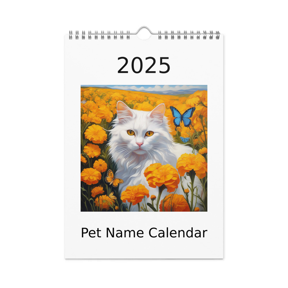PugMug Custom White Companion Cat Wall Calendar (2026)