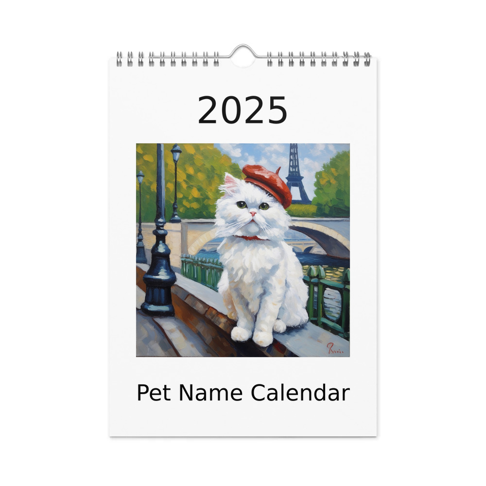 PugMug Custom White Persian Cat Wall Calendar (2026)