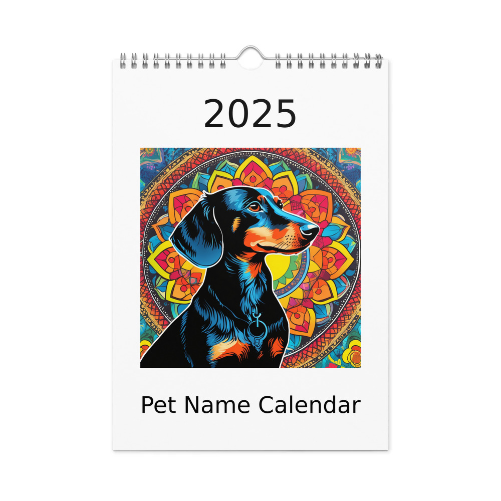 PugMug Custom Black Dachshund Wall Calendar (2026)