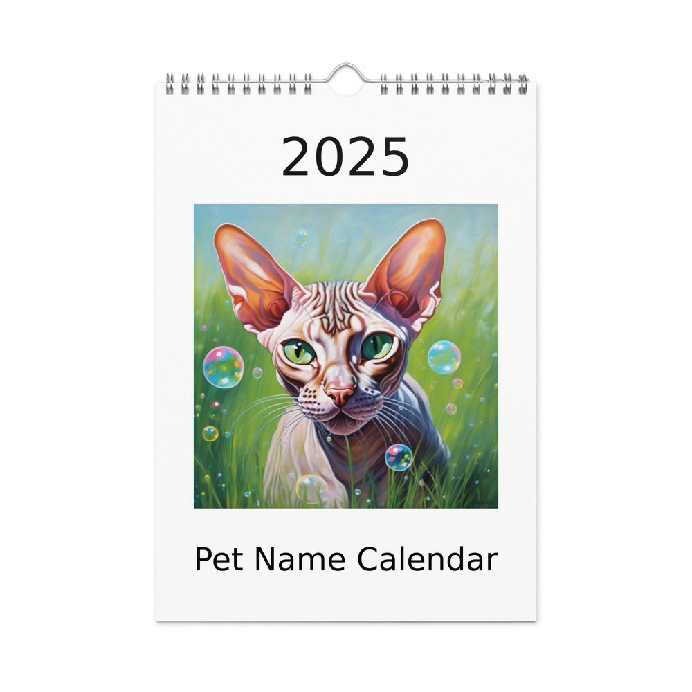 PugMug Custom Tabby Sphynx Cat Wall Calendar (2026)
