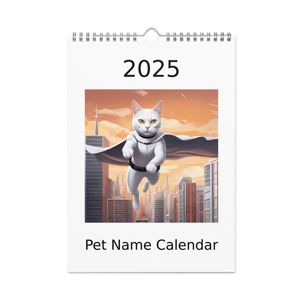 PugMug Custom White Companion Cat Wall Calendar (2026)
