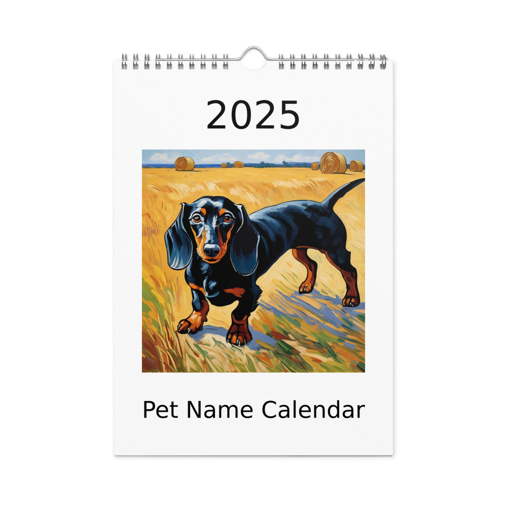 PugMug Custom Black Dachshund Wall Calendar (2026)