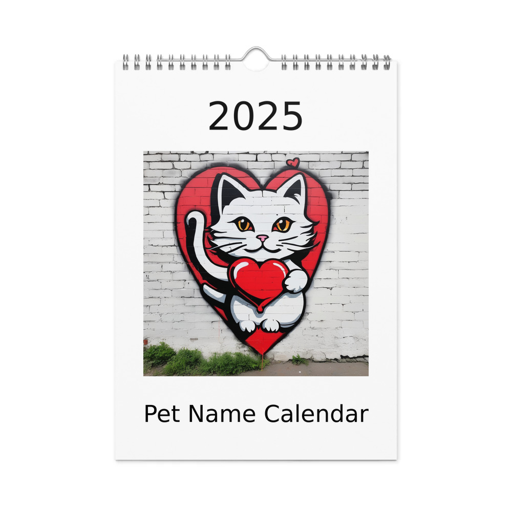 PugMug Custom White Companion Cat Wall Calendar (2026)