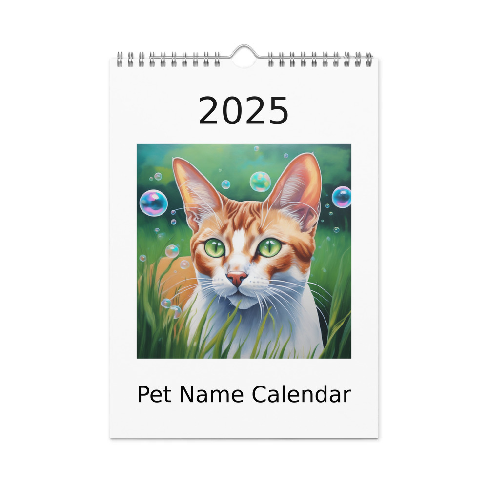 PugMug Custom White Abyssinian Cat Wall Calendar (2026)