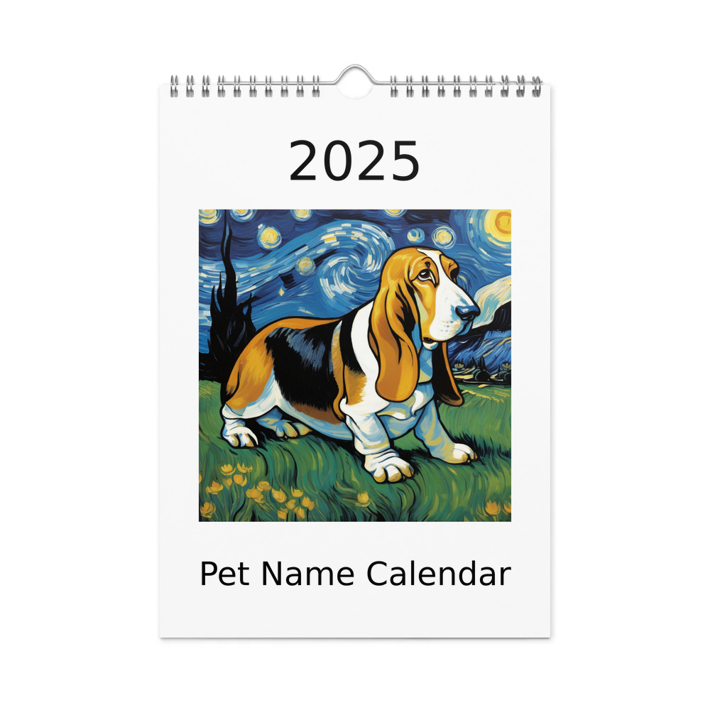 PugMug Custom Basset Hound Wall Calendar (2026)