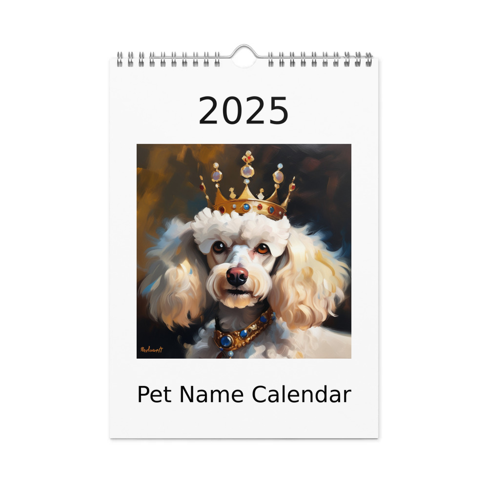 PugMug Custom White Poodle Wall Calendar (2026)