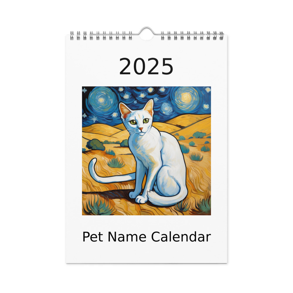 PugMug Custom White Abyssinian Cat Wall Calendar (2026)