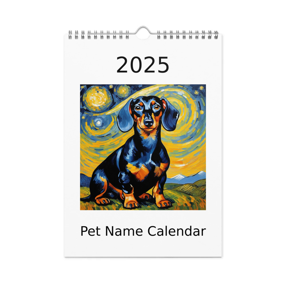 PugMug Custom Black Dachshund Wall Calendar (2026)