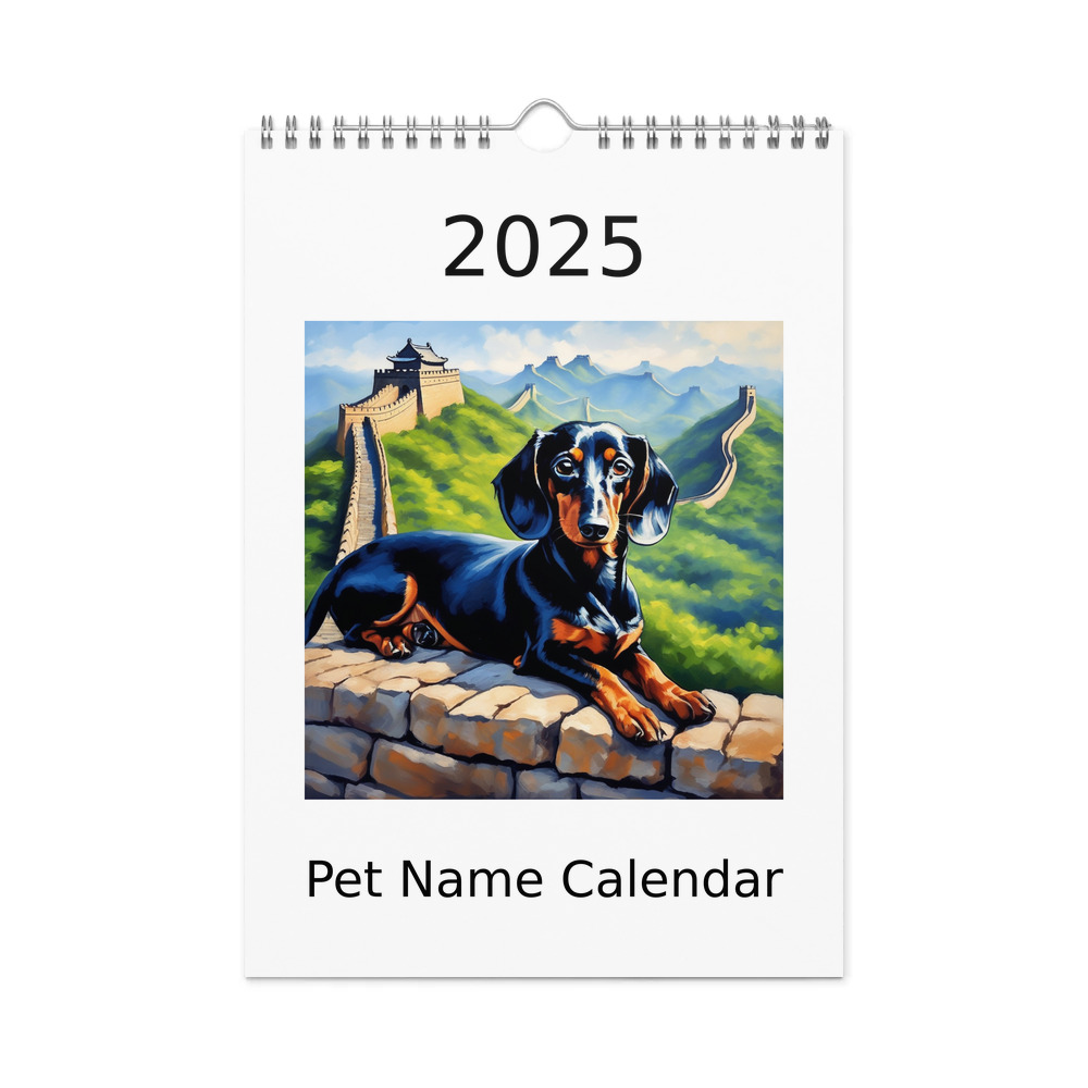 PugMug Custom Black Dachshund Wall Calendar (2026)