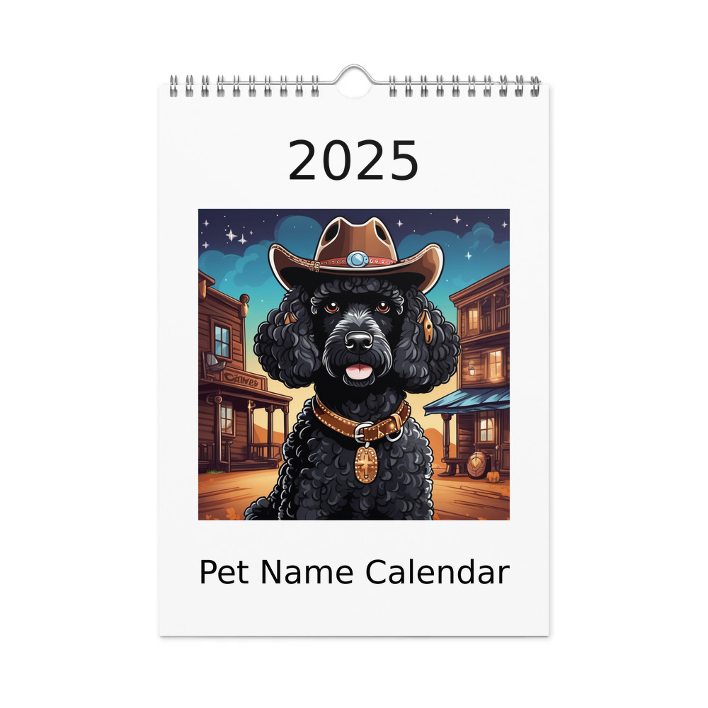 PugMug Custom Black Poodle Wall Calendar (2026)