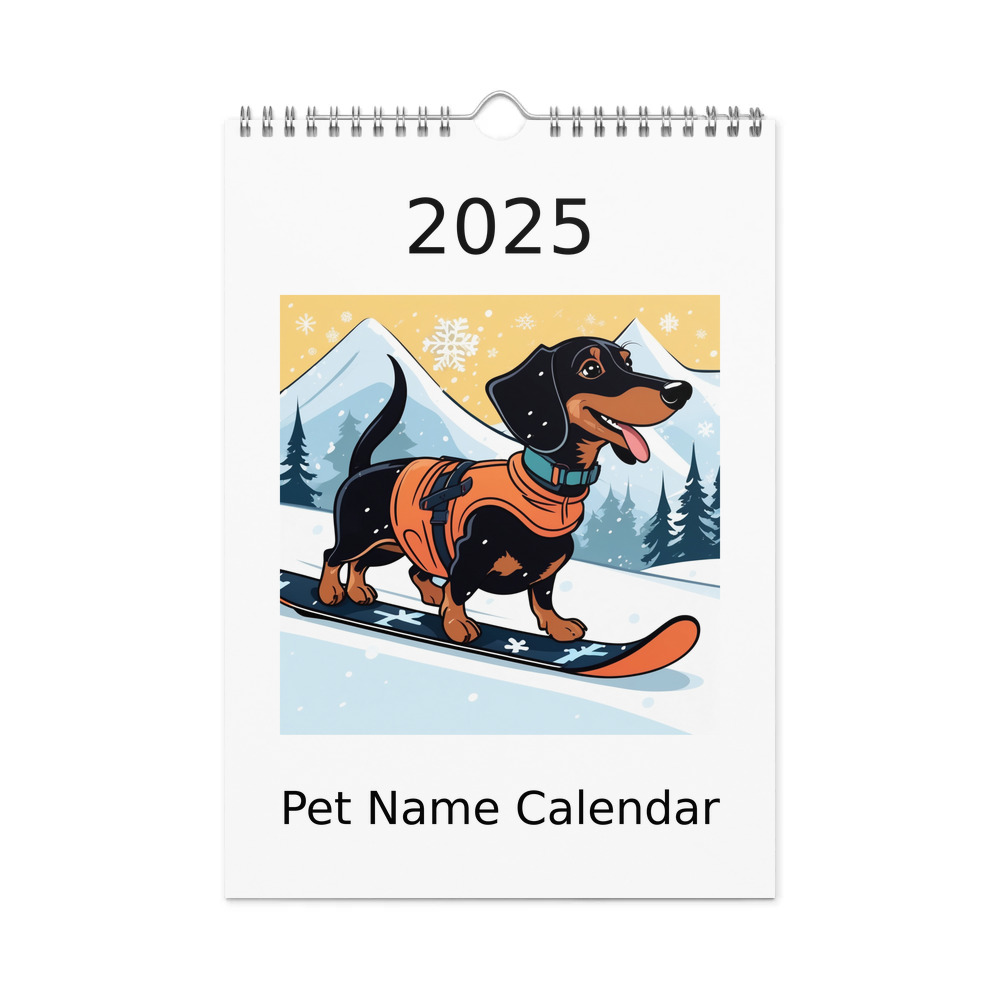PugMug Custom Black Dachshund Wall Calendar (2026)