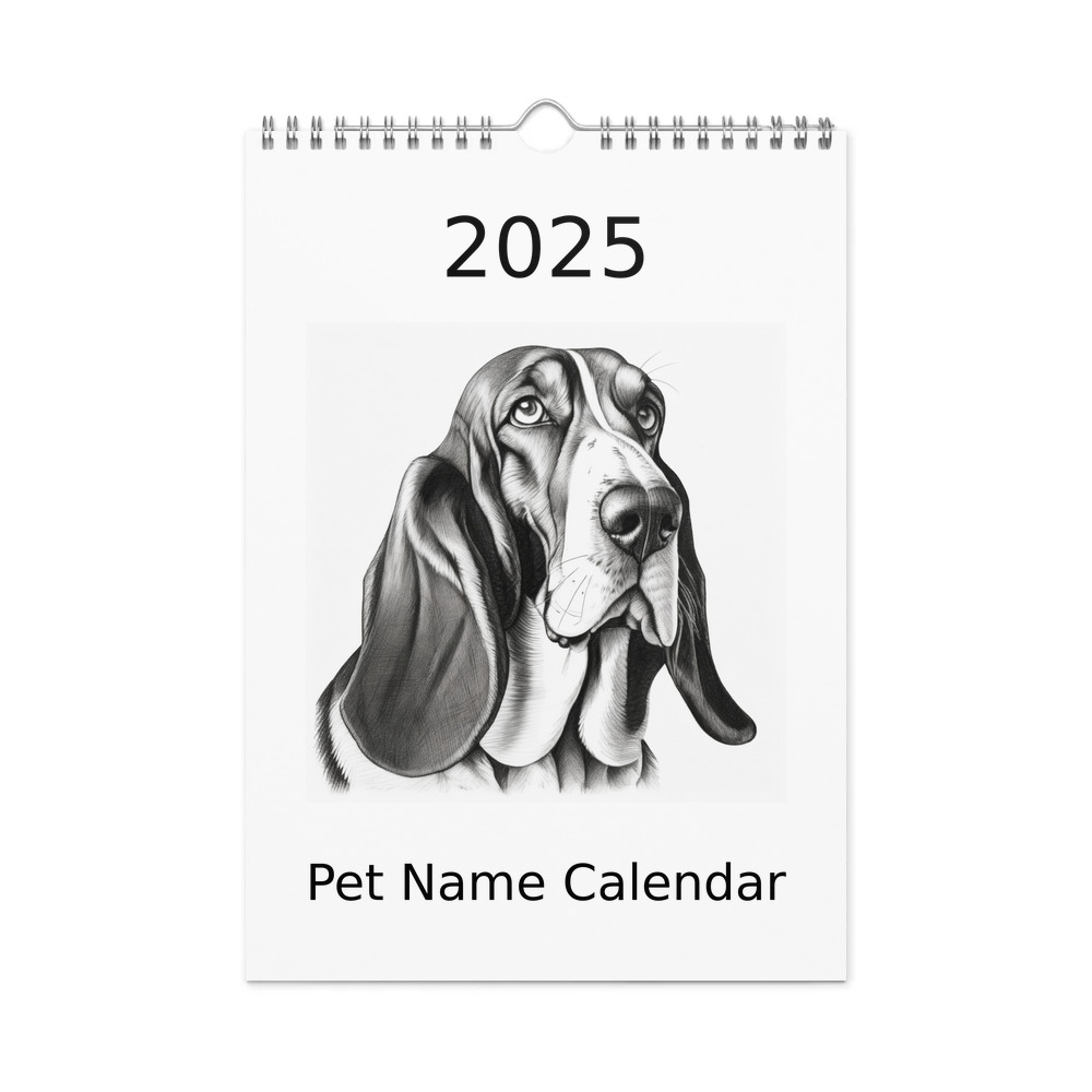 PugMug Custom Basset Hound Wall Calendar (2026)