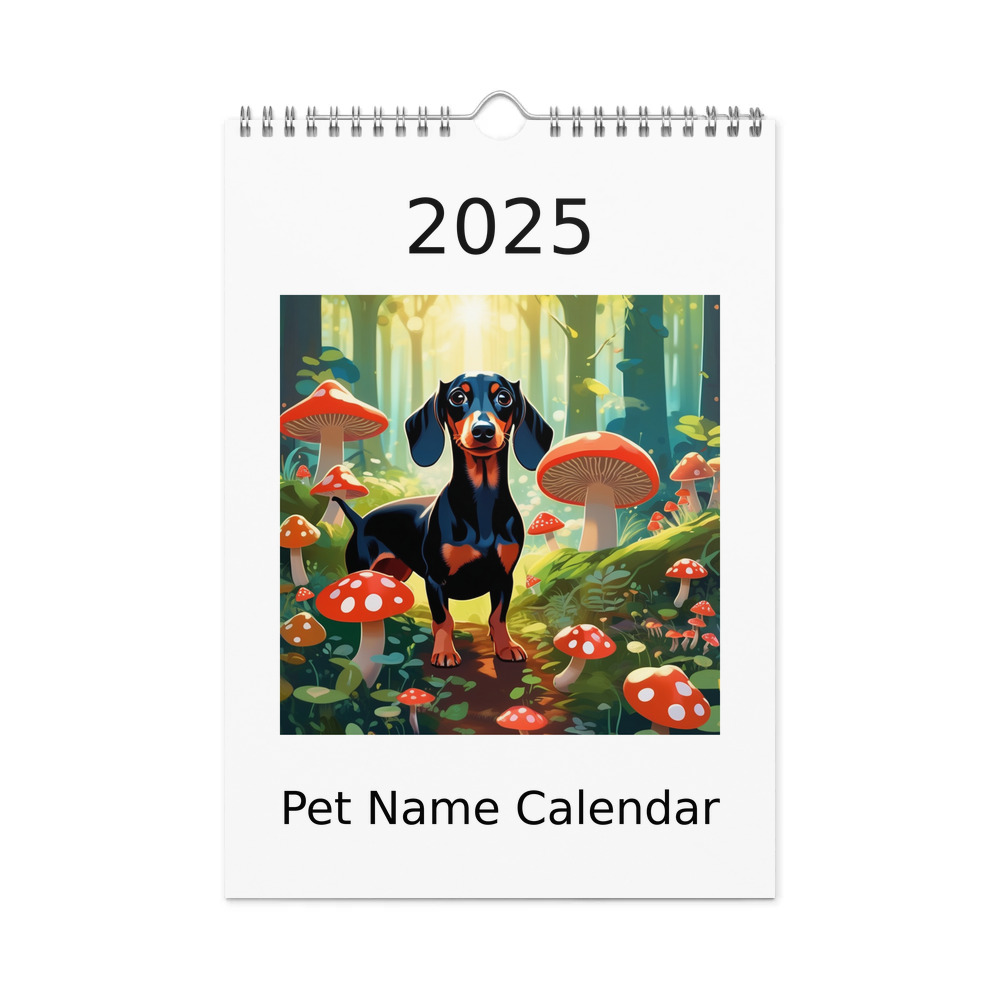 PugMug Custom Black Dachshund Wall Calendar (2026)