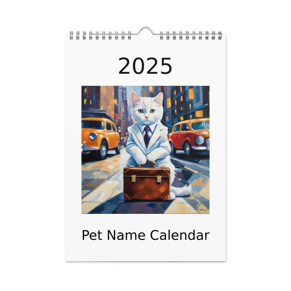 PugMug Custom White Companion Cat Wall Calendar (2026)