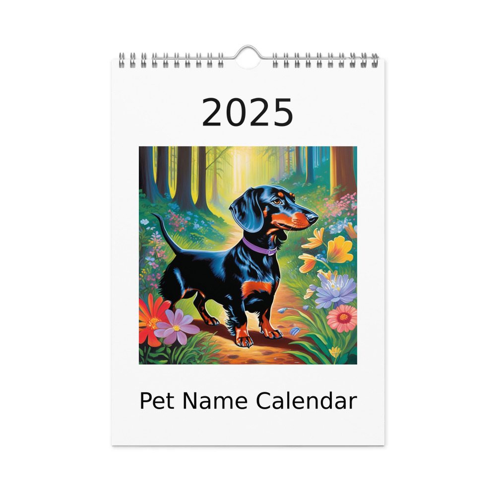 PugMug Custom Black Dachshund Wall Calendar (2026)
