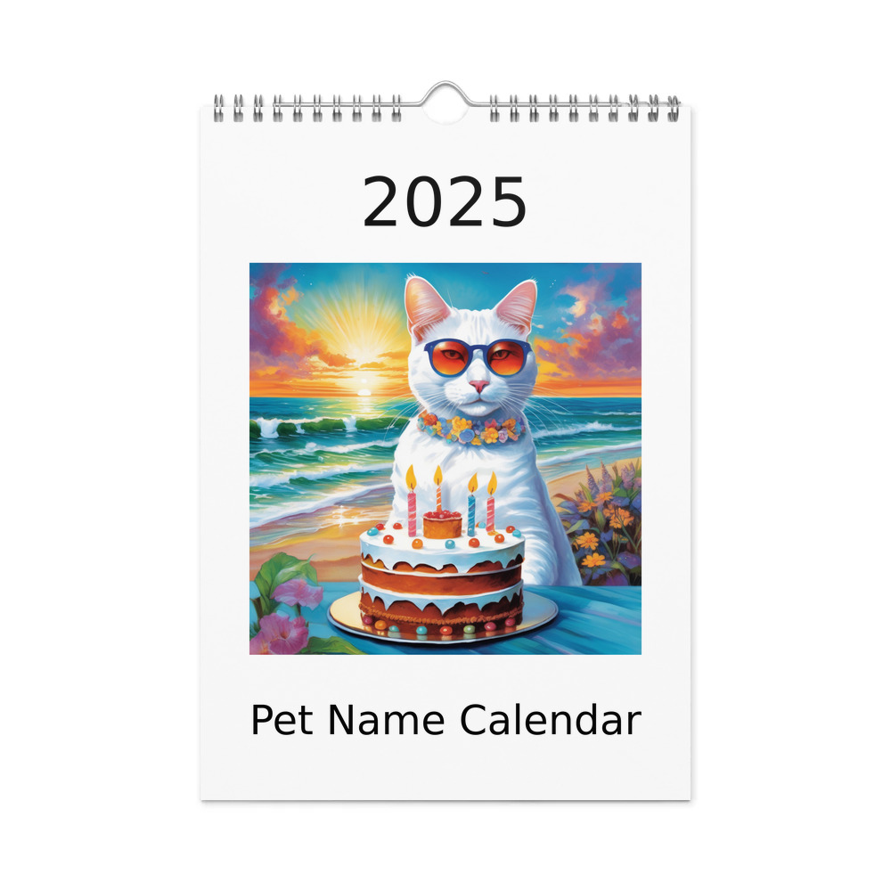 PugMug Custom White Companion Cat Wall Calendar (2026)