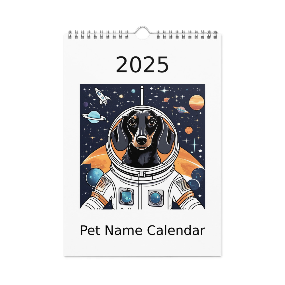 PugMug Custom Black Dachshund Wall Calendar (2026)