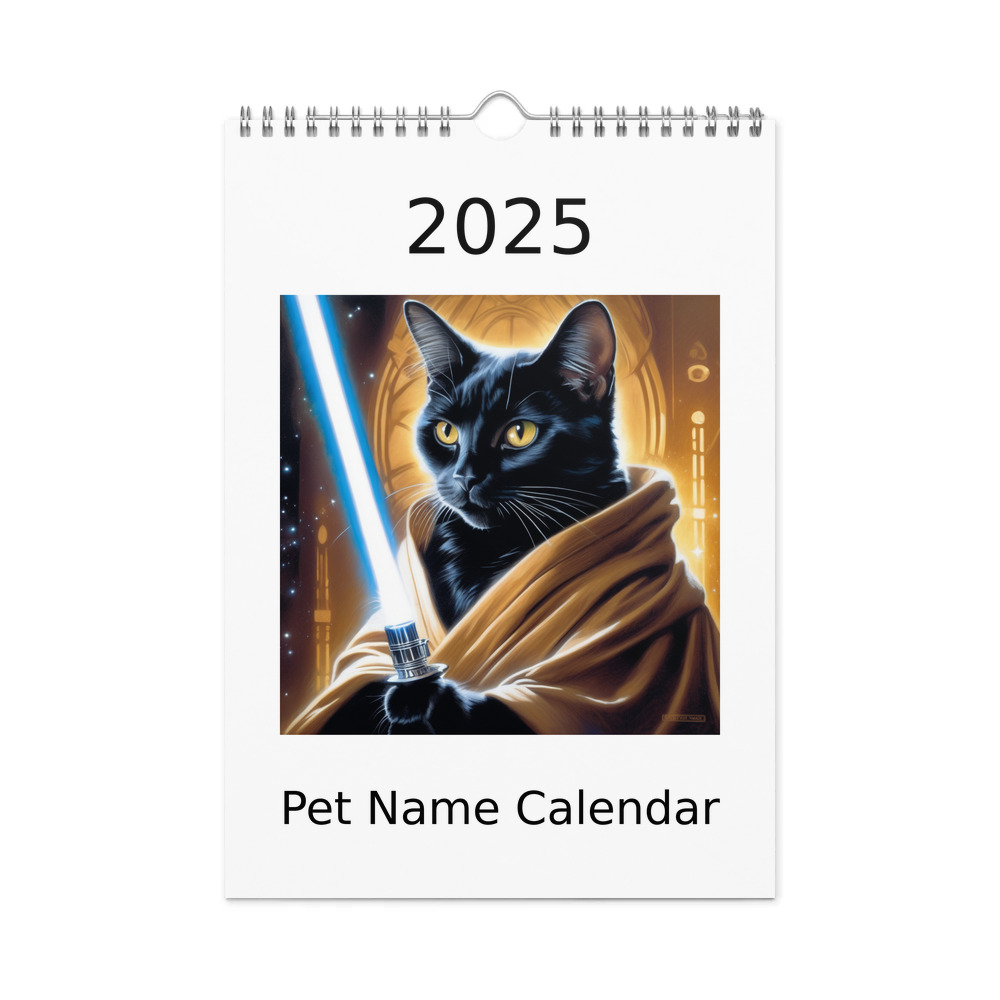 PugMug Custom Black Companion Cat Wall Calendar (2026)