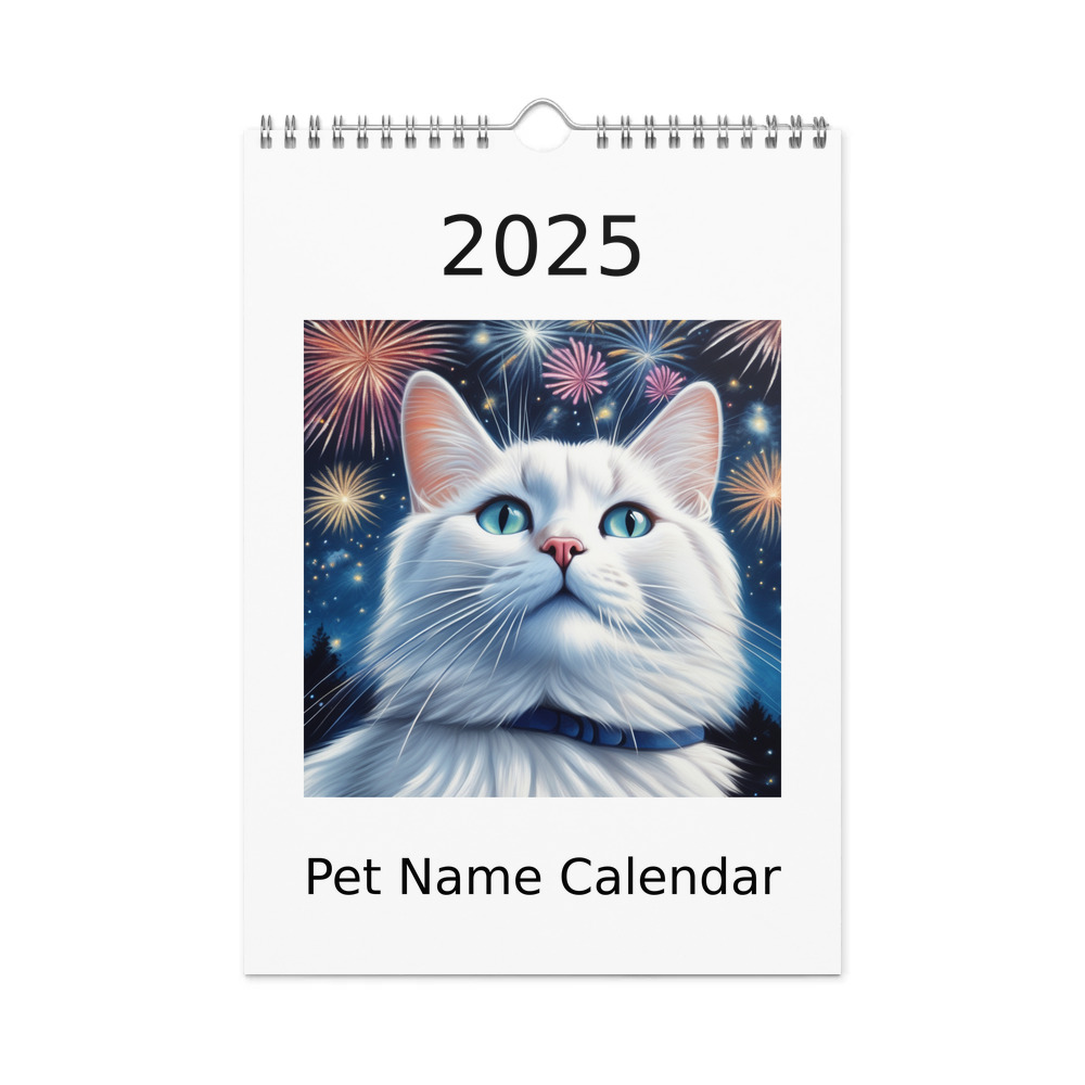 PugMug Custom White Companion Cat Wall Calendar (2026)