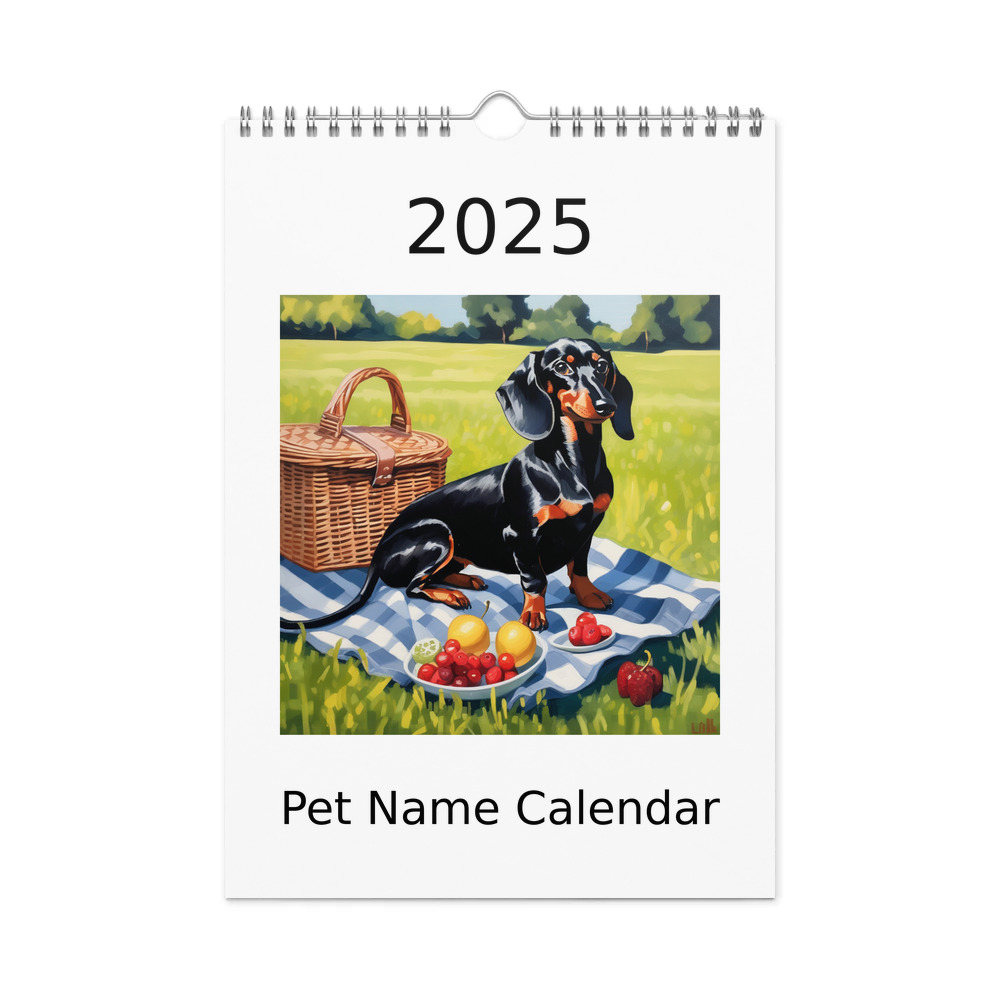 PugMug Custom Black Dachshund Wall Calendar (2026)