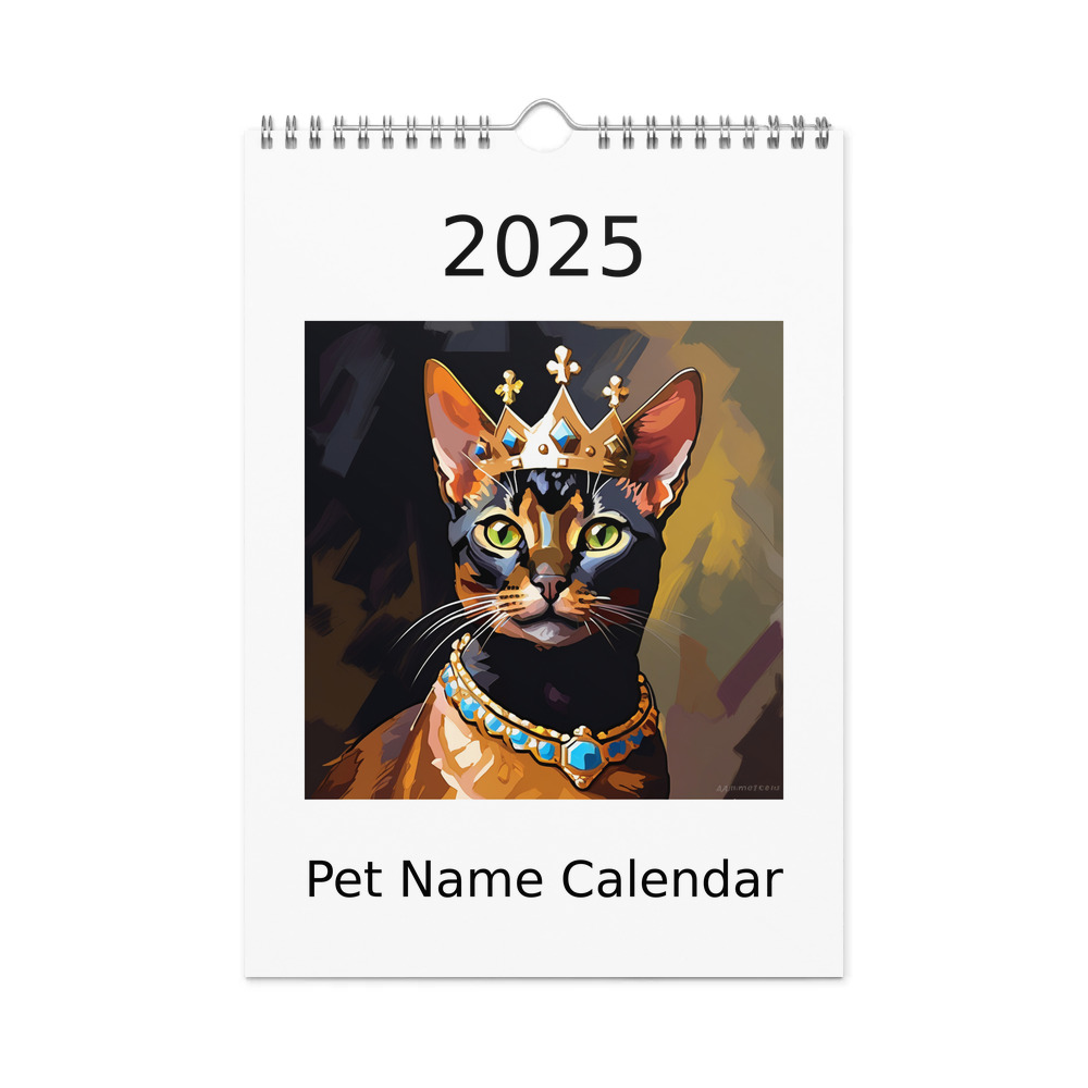 PugMug Custom Black Abyssinian Cat Wall Calendar (2026)