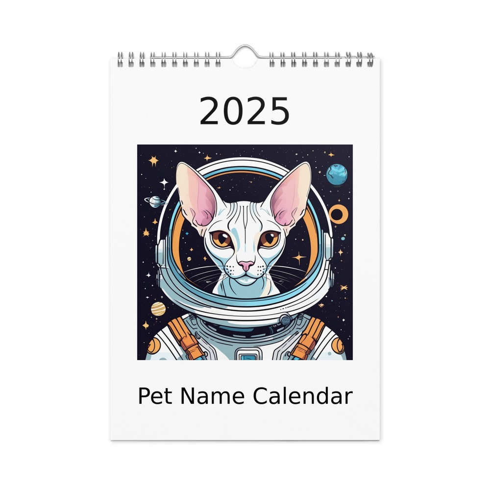PugMug Custom White Sphynx Cat Wall Calendar (2026)