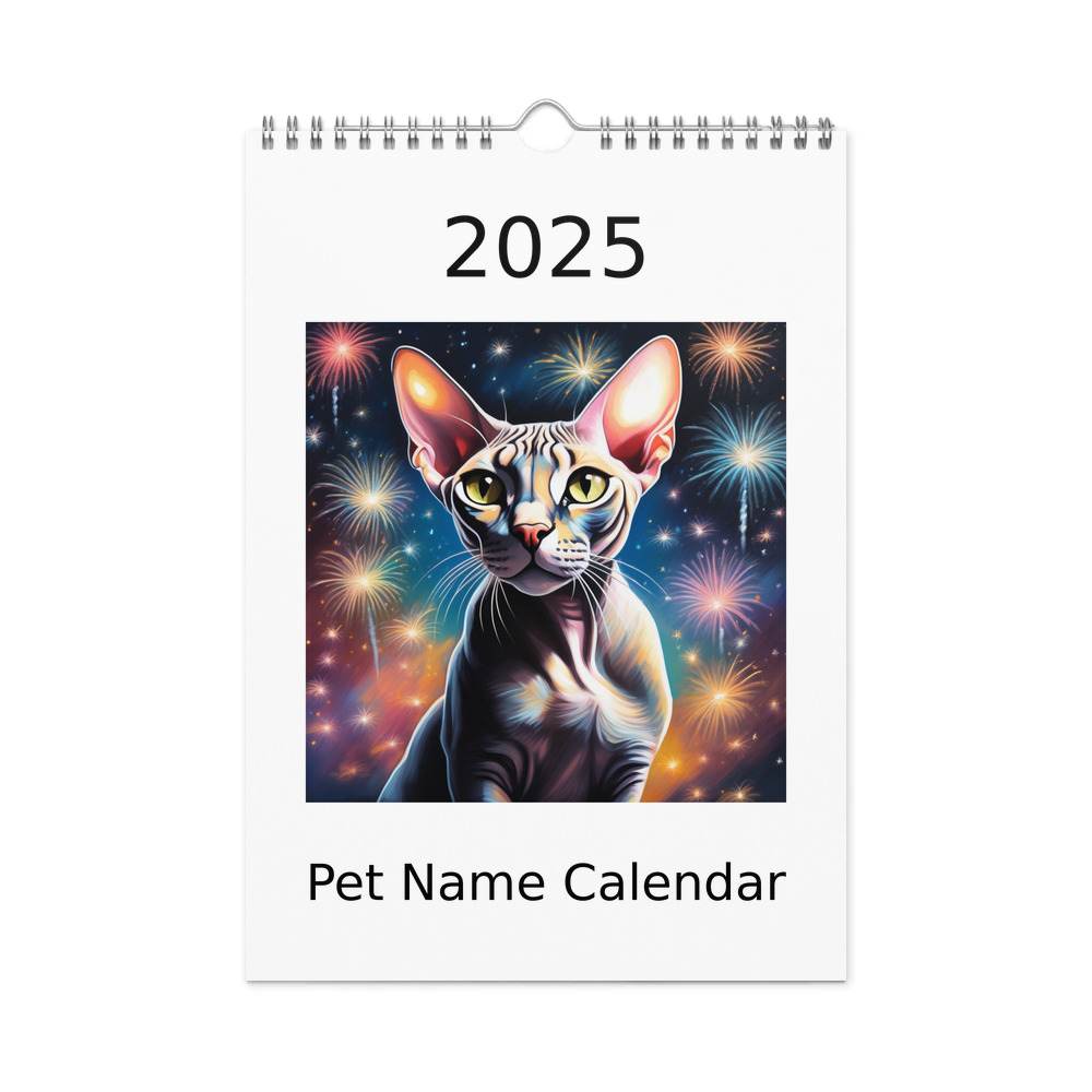 PugMug Custom Tabby Sphynx Cat Wall Calendar (2026)