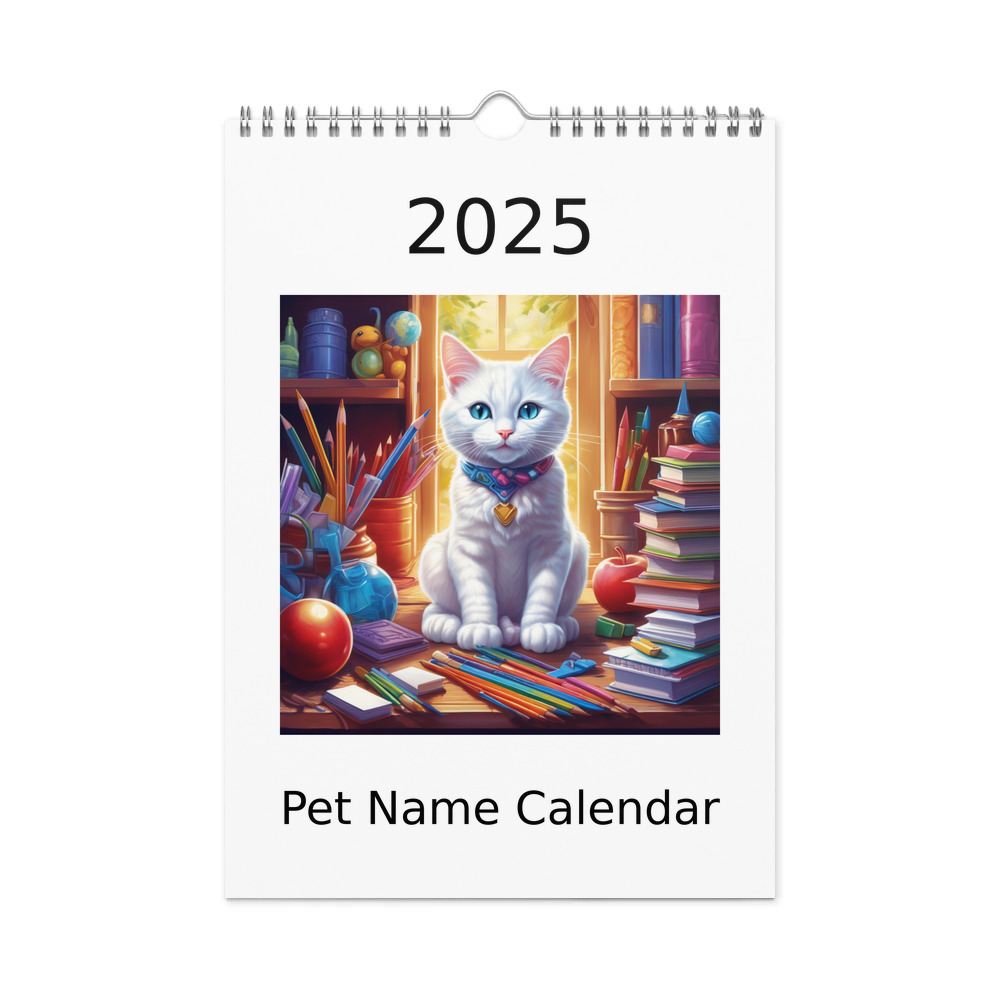 PugMug Custom White Companion Cat Wall Calendar (2026)