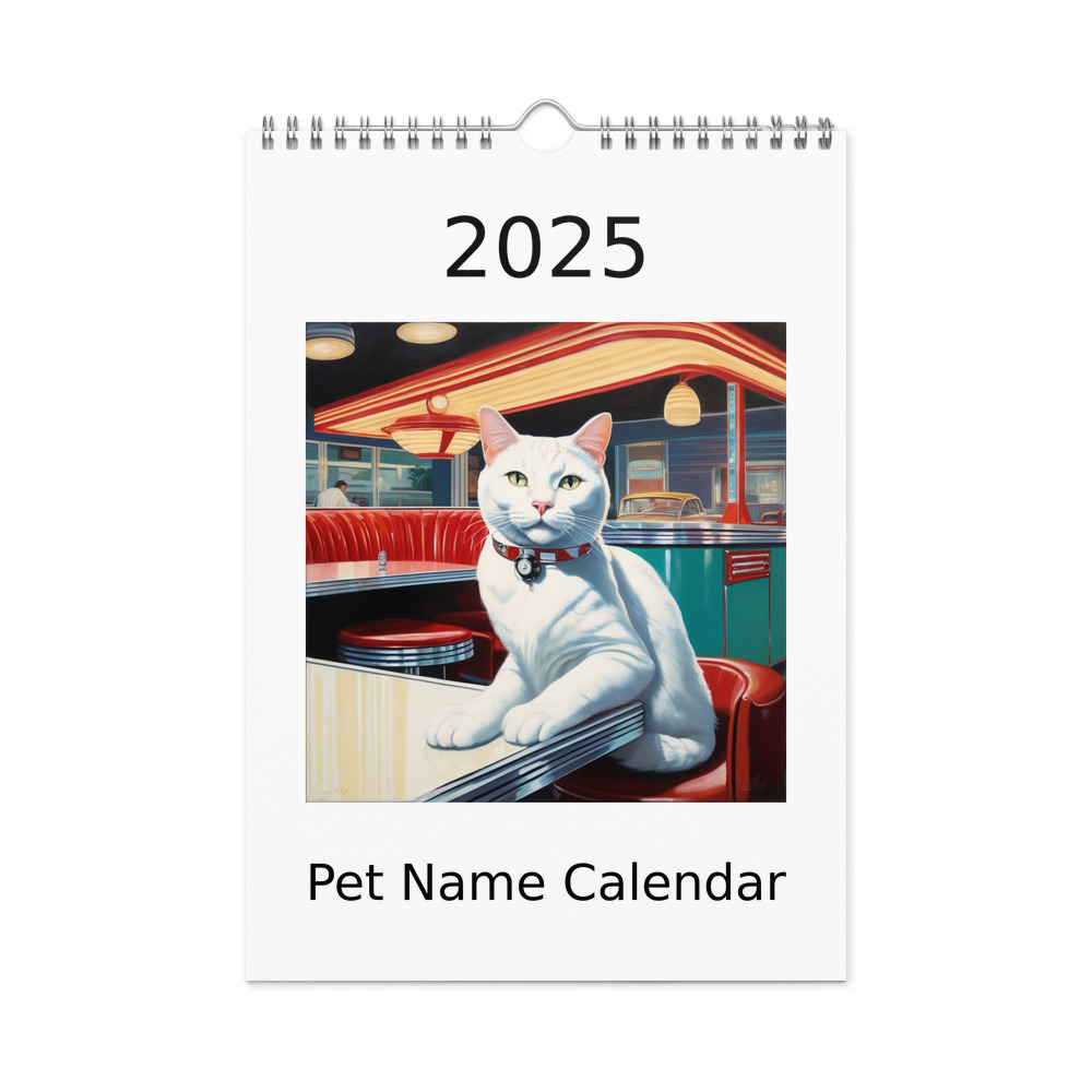 PugMug Custom White Companion Cat Wall Calendar (2026)