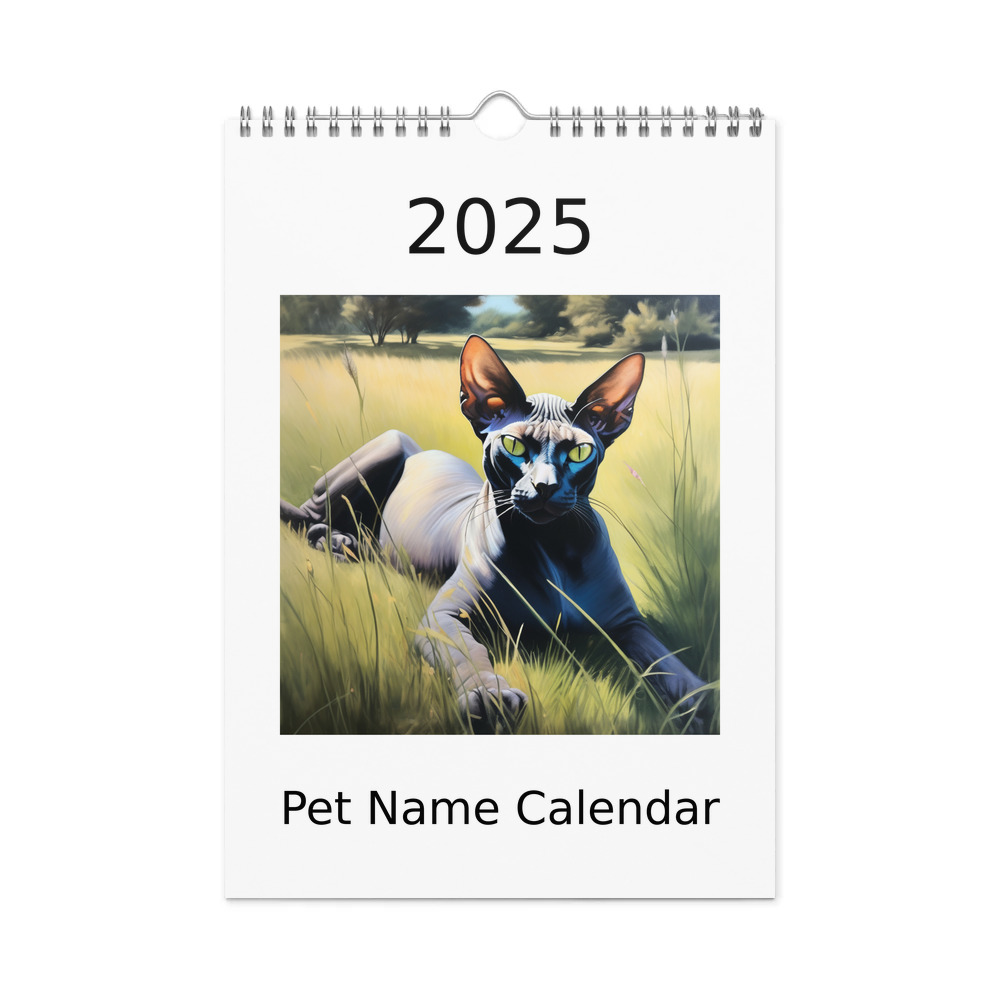 PugMug Custom Black Sphynx Cat Wall Calendar (2026)