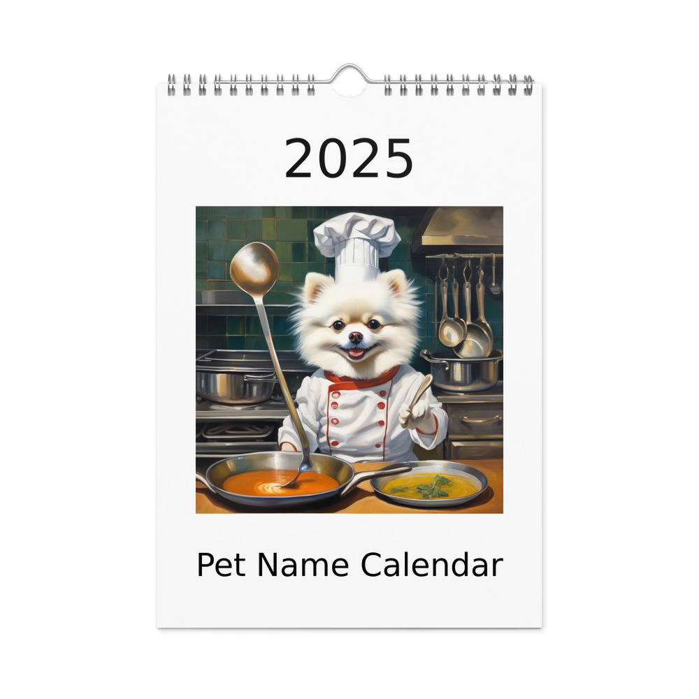 PugMug Custom White Pomeranian Wall Calendar (2026)