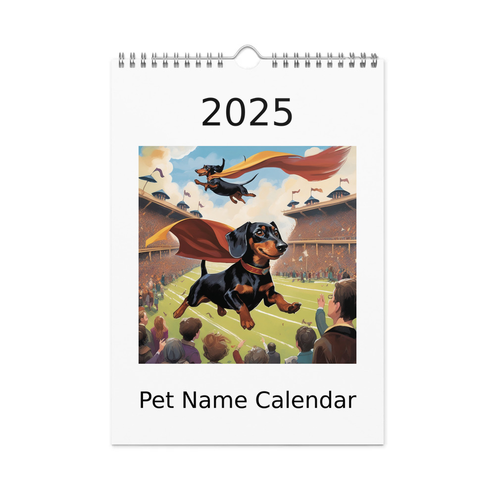 PugMug Custom Black Dachshund Wall Calendar (2026)