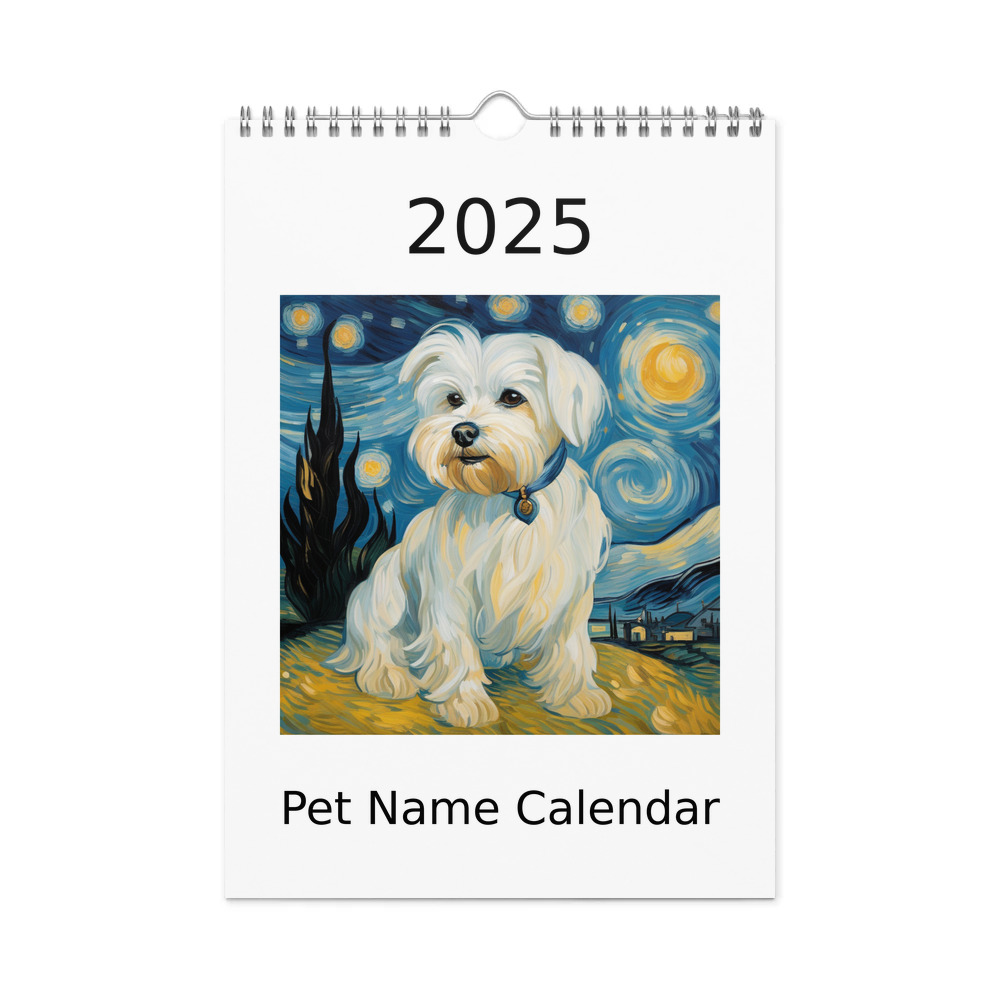 PugMug Custom Maltese Dog Wall Calendar (2026)