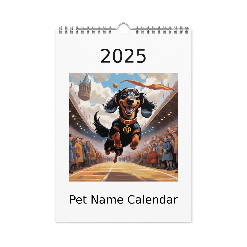 PugMug Custom Black Dachshund Wall Calendar (2026)