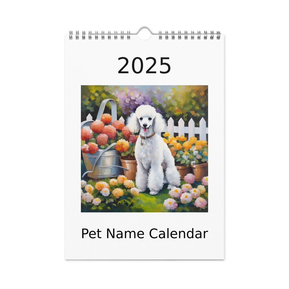 PugMug Custom White Poodle Wall Calendar (2026)