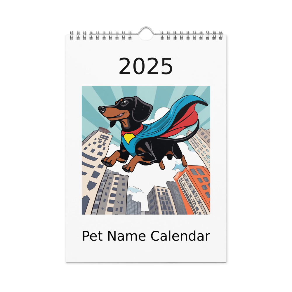 PugMug Custom Black Dachshund Wall Calendar (2026)