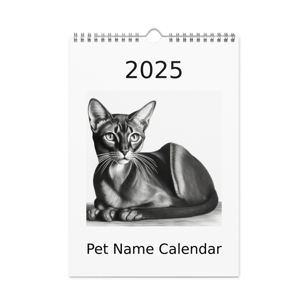 PugMug Custom Black Abyssinian Cat Wall Calendar (2026)