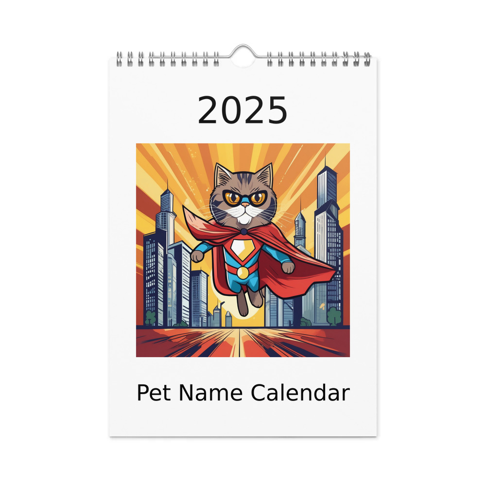PugMug Custom Tabby Persian Cat Wall Calendar (2026)