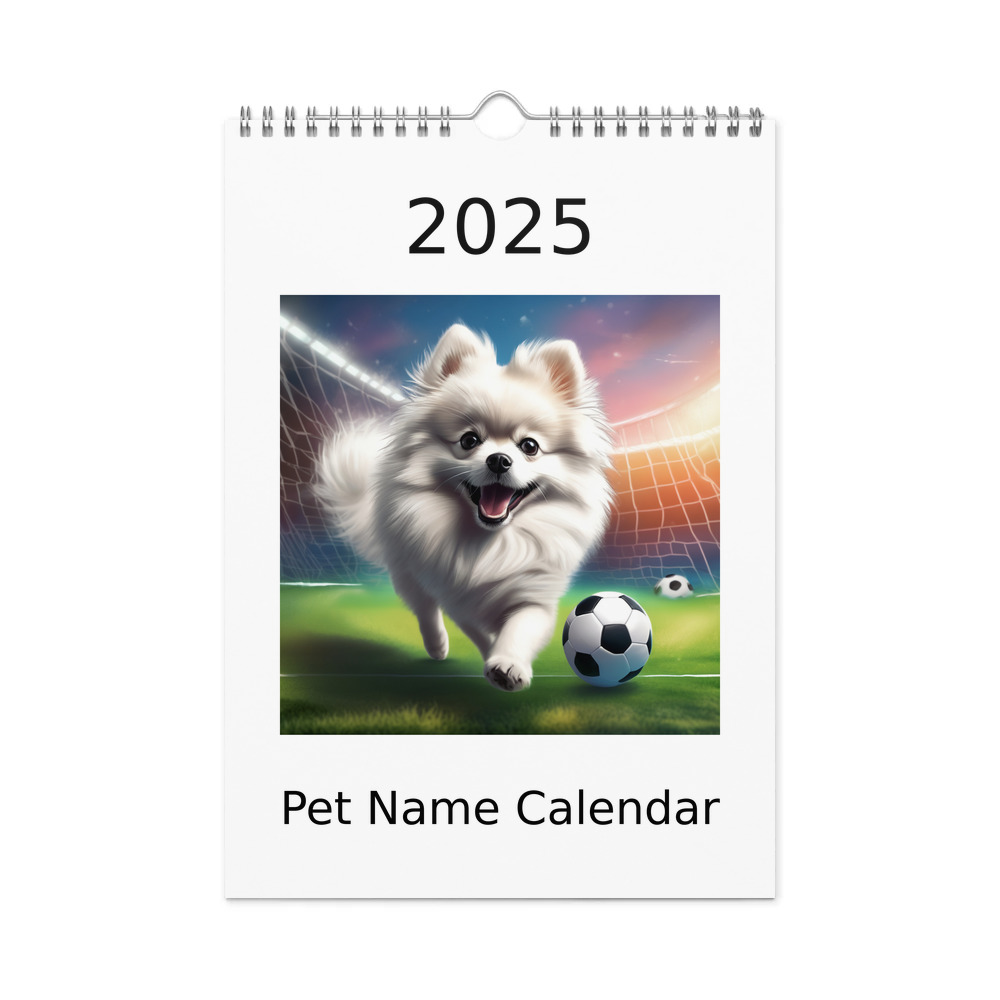 PugMug Custom White Pomeranian Wall Calendar (2026)