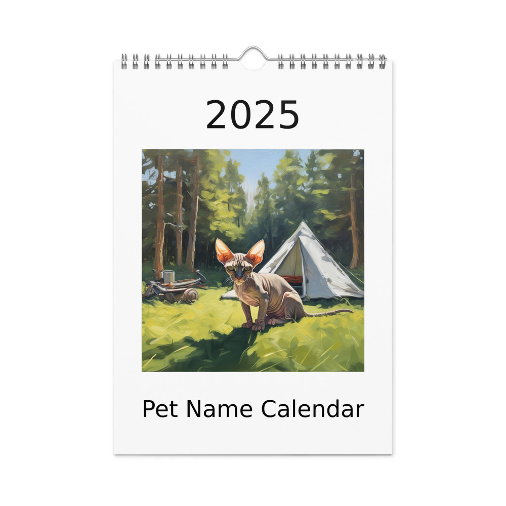 PugMug Custom Tabby Sphynx Cat Wall Calendar (2026)