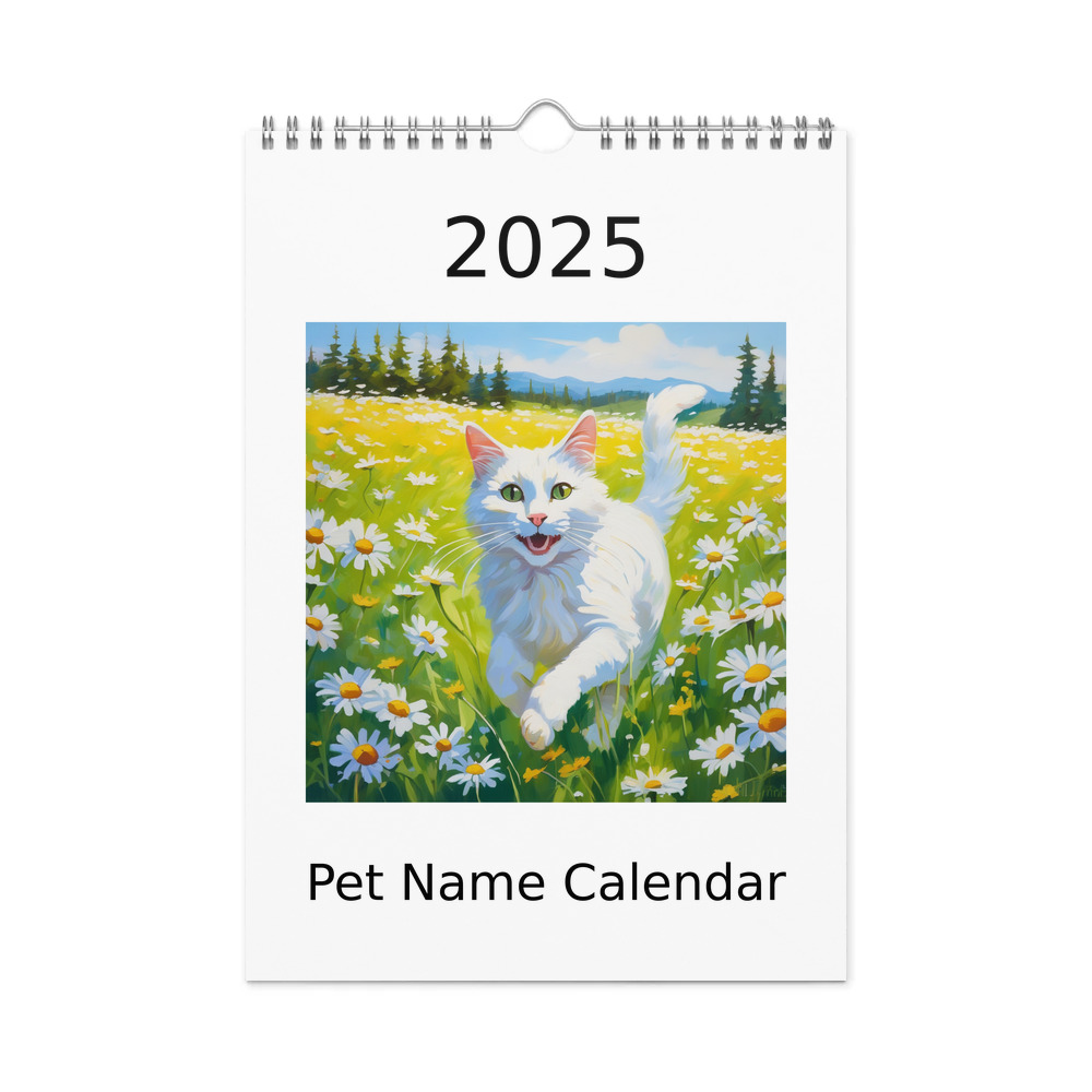 PugMug Custom White Companion Cat Wall Calendar (2026)