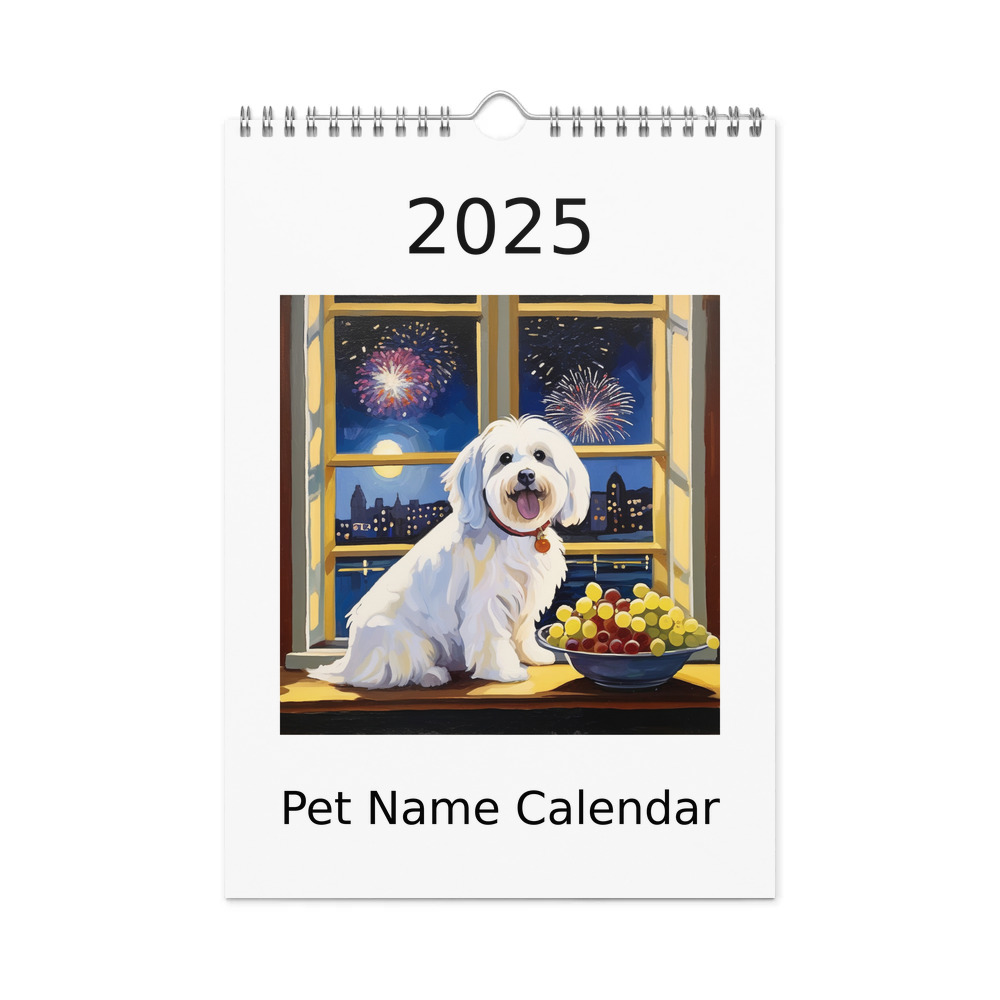 PugMug Custom White Havanese Dog Wall Calendar (2026)