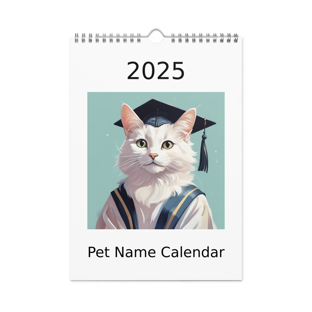 PugMug Custom White Companion Cat Wall Calendar (2026)
