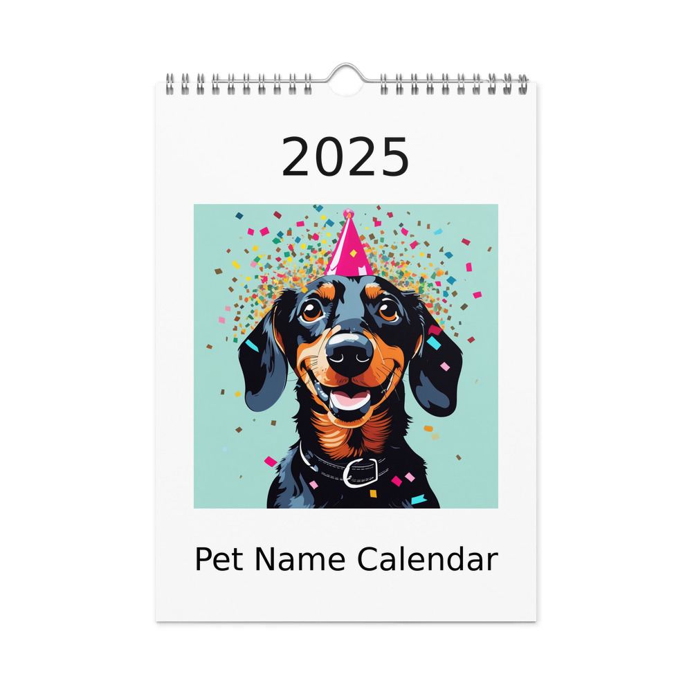 PugMug Custom Black Dachshund Wall Calendar (2026)