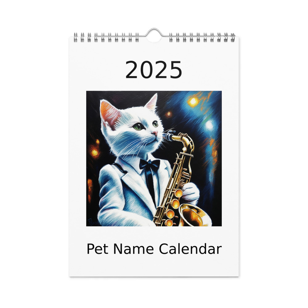 PugMug Custom White Companion Cat Wall Calendar (2026)