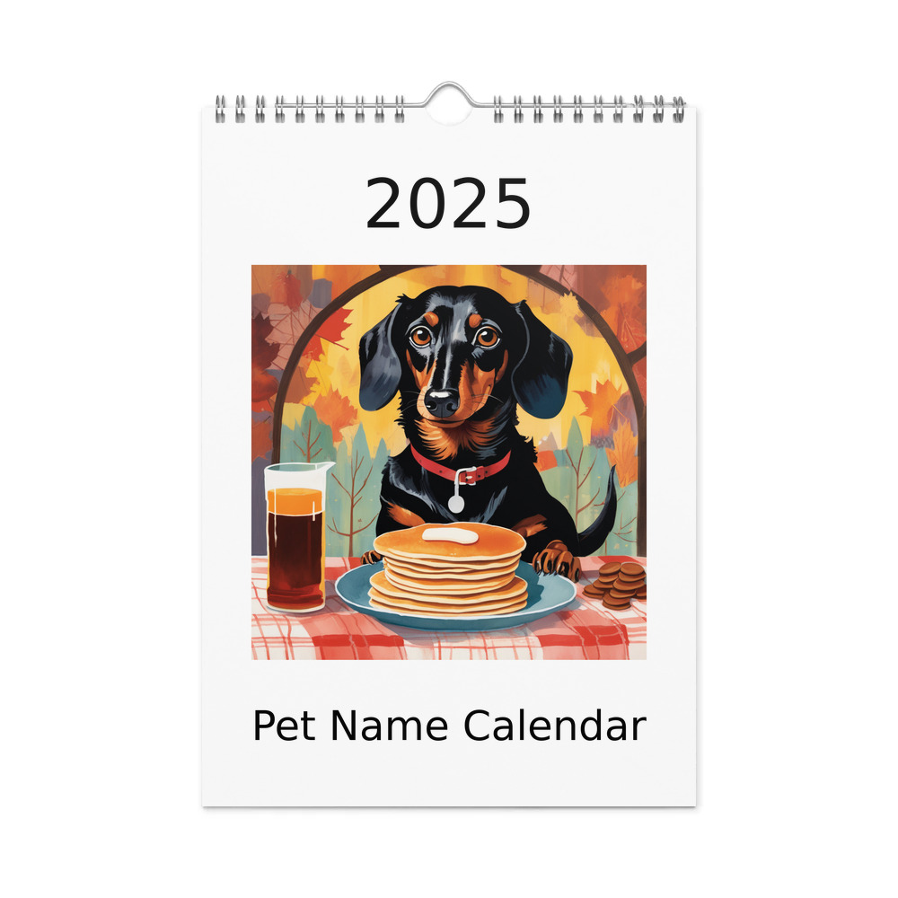 PugMug Custom Black Dachshund Wall Calendar (2026)